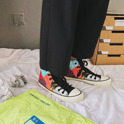 Men's High Top Shoes Hong Kong Style Canvas Shoes