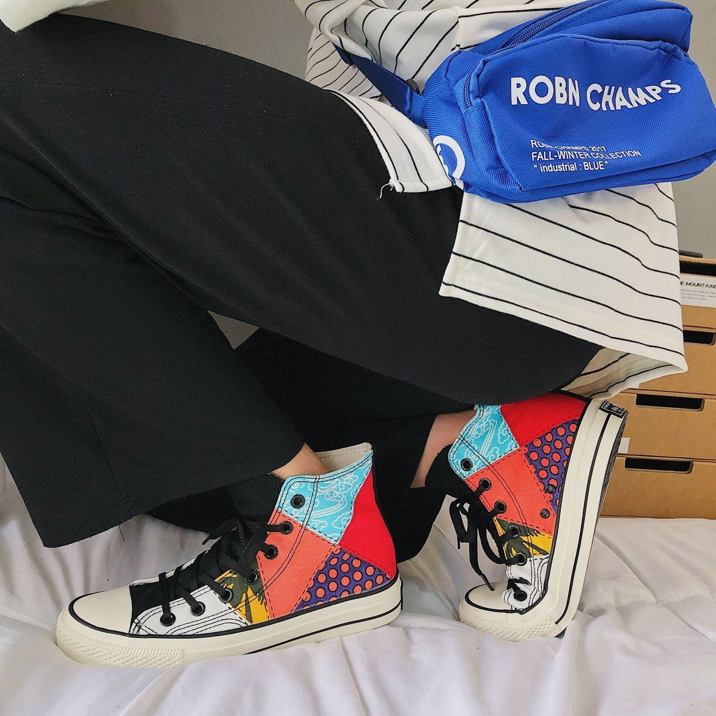 Men's High Top Shoes Hong Kong Style Canvas Shoes