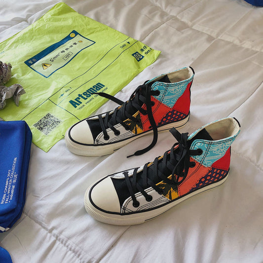 Men's High Top Shoes Hong Kong Style Canvas Shoes