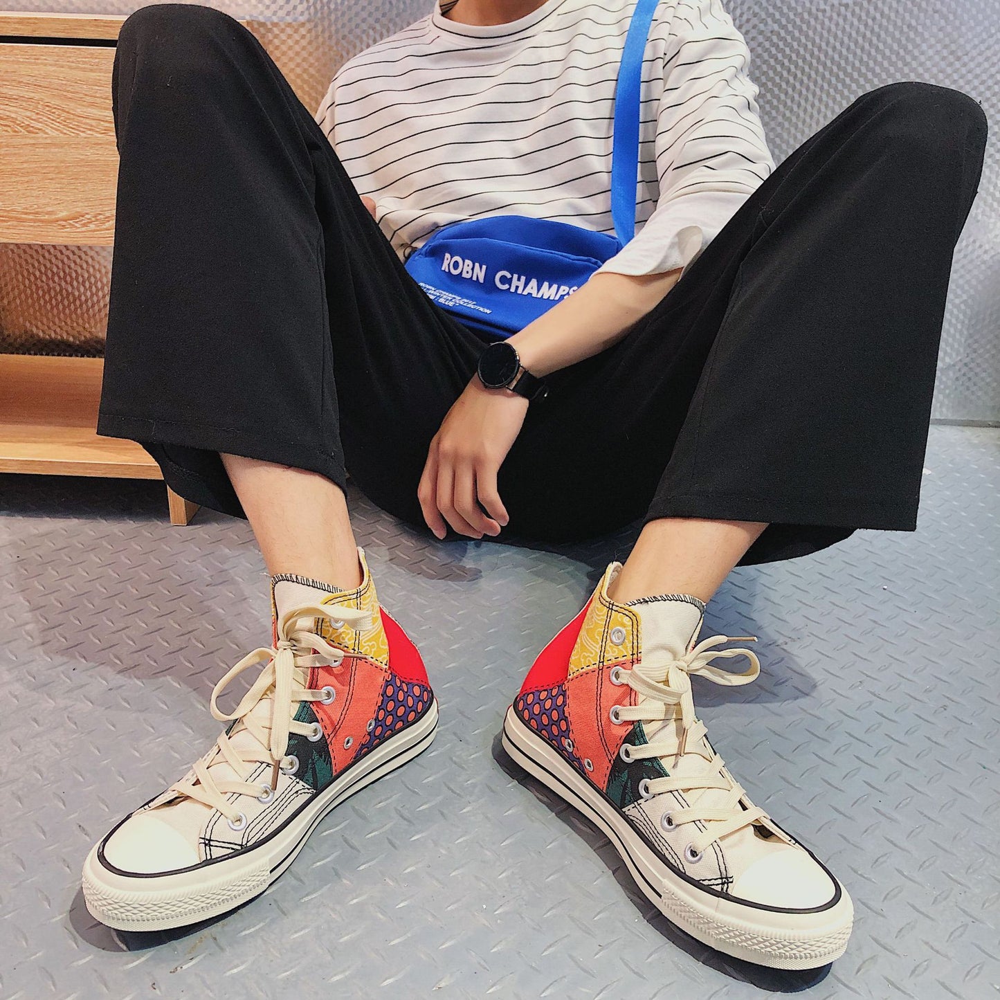 Men's High Top Shoes Hong Kong Style Canvas Shoes