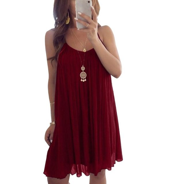 Womens Plus Size Chiffon Vest Mini Dress