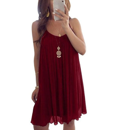 Womens Plus Size Chiffon Vest Mini Dress