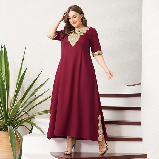 Women's Plus Size Retro Lace Patchwork Dress