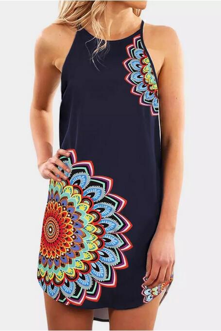 Women's Dress Summer New Product Printed Camisole Mid Length Skirt