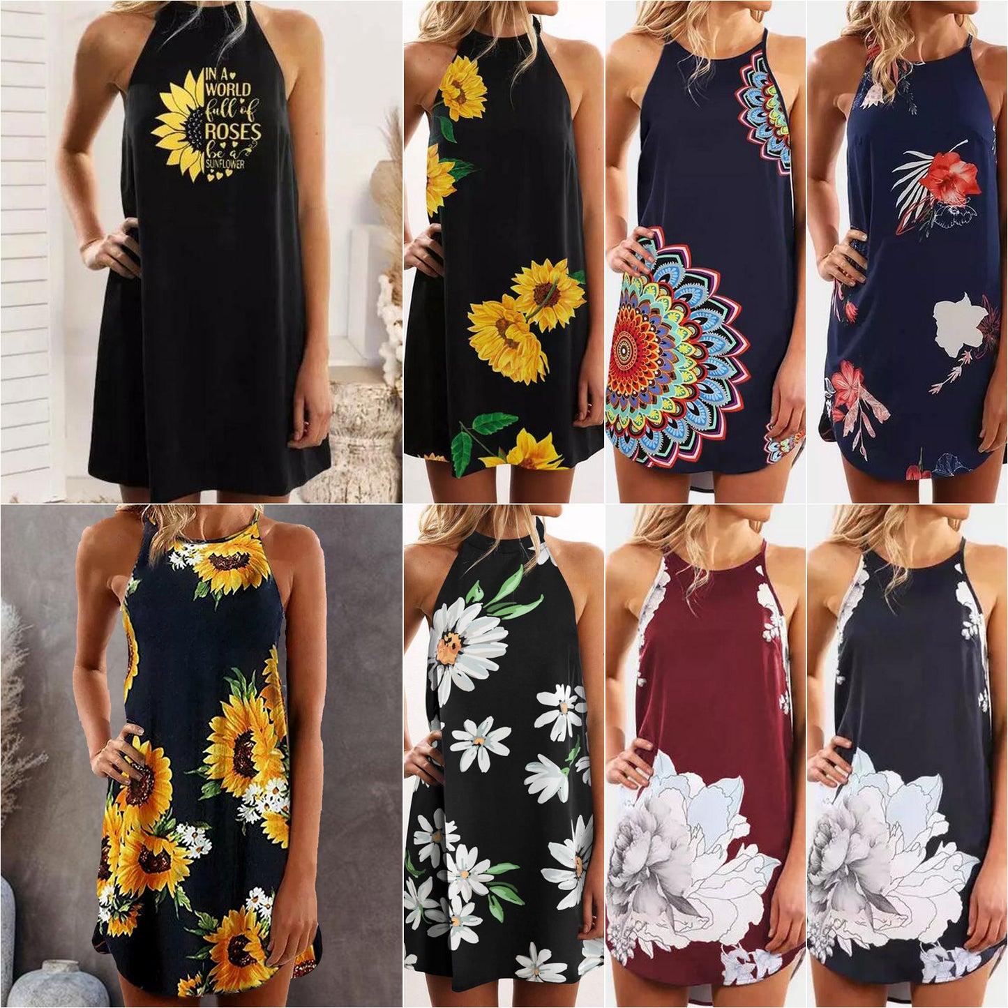 Women's Dress Summer New Product Printed Camisole Mid Length Skirt