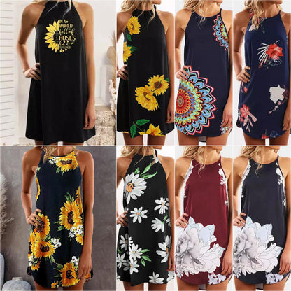Women's Dress Summer New Product Printed Camisole Mid Length Skirt