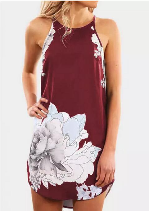 Women's Dress Summer New Product Printed Camisole Mid Length Skirt