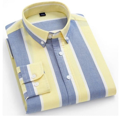 Men'S Plus Size Cotton Oxford Plaid Shirt