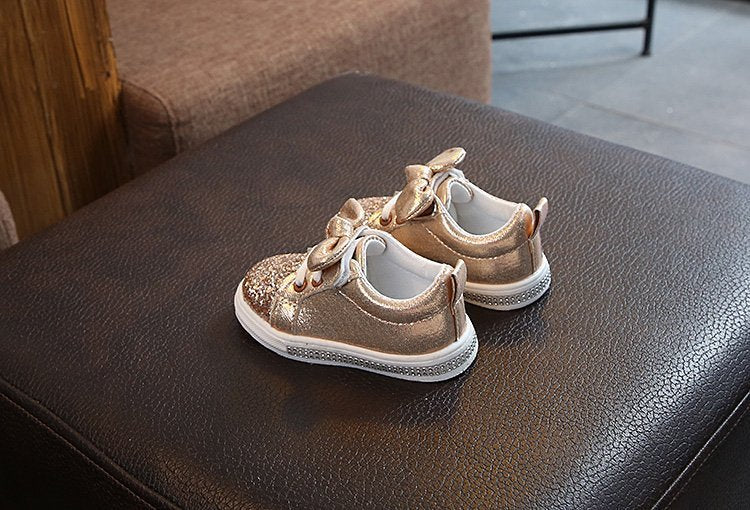 Bright Leather Sneakers Casual Shoes Sports Shoes Bow