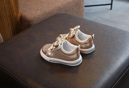 Bright Leather Sneakers Casual Shoes Sports Shoes Bow