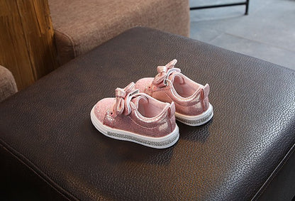 Bright Leather Sneakers Casual Shoes Sports Shoes Bow