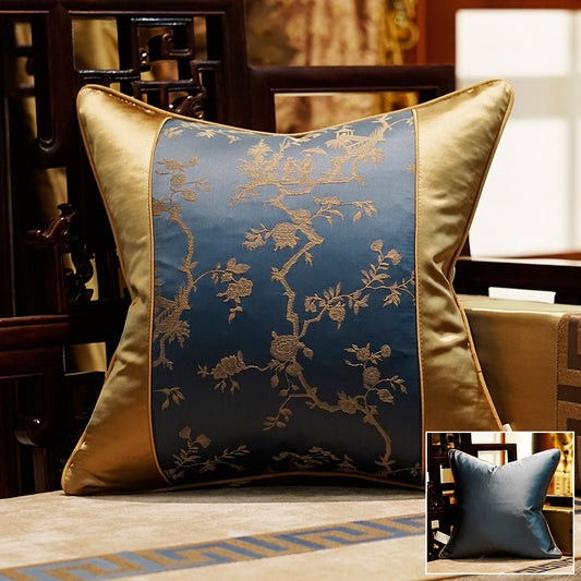 Pillow Gold and Navy Blue for Sofa Living Room Classical Pillow Slip Cover