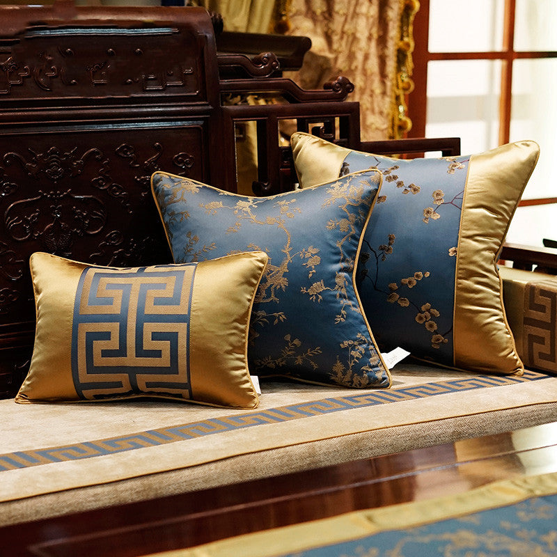 Pillow Gold and Navy Blue for Sofa Living Room Classical Pillow Slip Cover