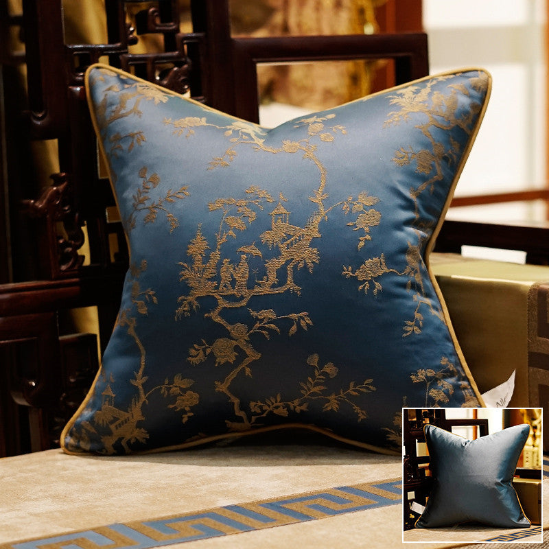 Pillow Gold and Navy Blue for Sofa Living Room Classical Pillow Slip Cover