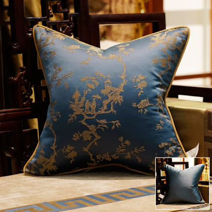 Pillow Gold and Navy Blue for Sofa Living Room Classical Pillow Slip Cover