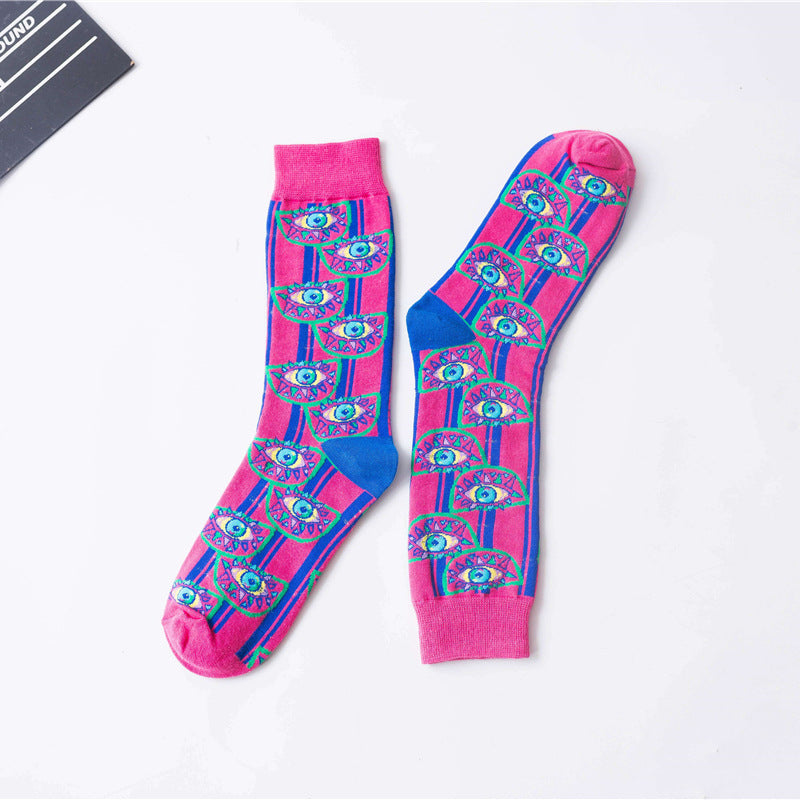 Autumn And Winter New European And American High Tube Socks All Cotton Women''s High Band Creative Street Hip Hop Women''s Socks