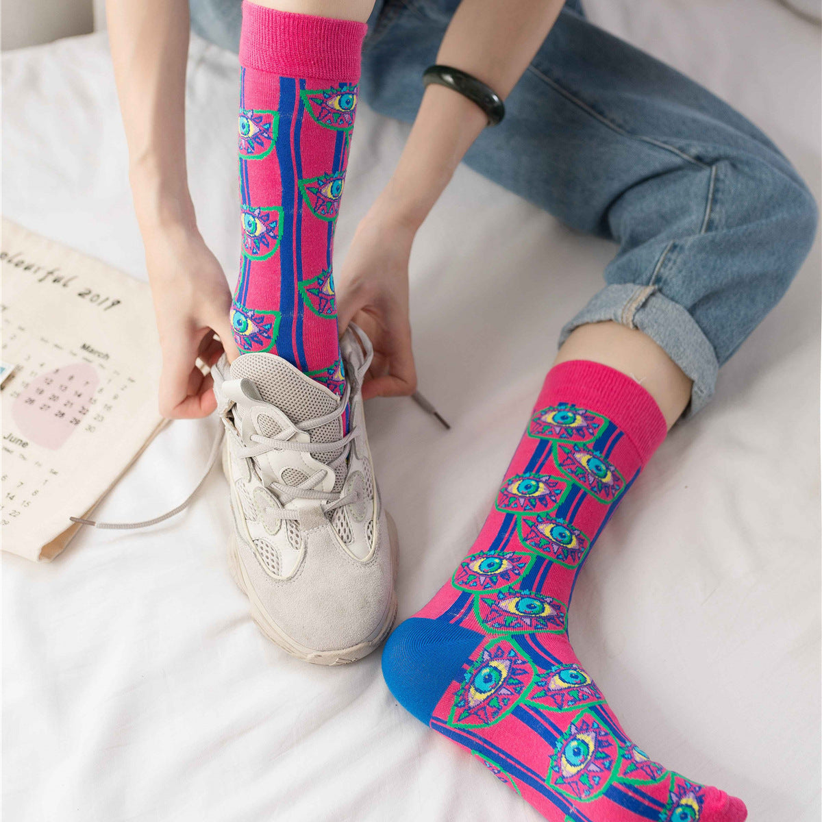 Autumn And Winter New European And American High Tube Socks All Cotton Women''s High Band Creative Street Hip Hop Women''s Socks