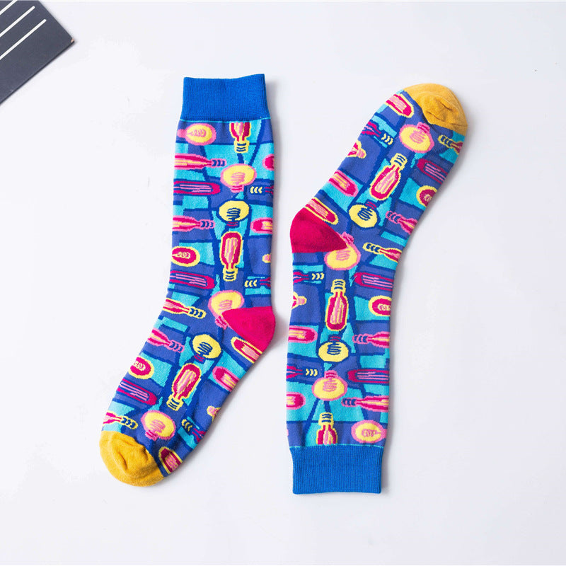 Autumn And Winter New European And American High Tube Socks All Cotton Women''s High Band Creative Street Hip Hop Women''s Socks