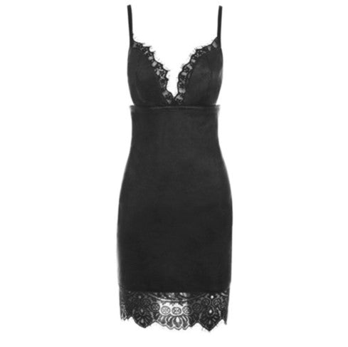 Leather dress with dew back and lace