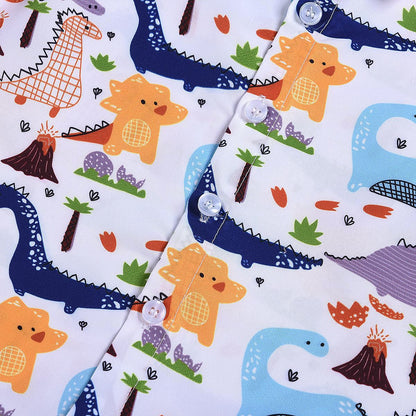 Boy's dinosaur print short sleeve suit