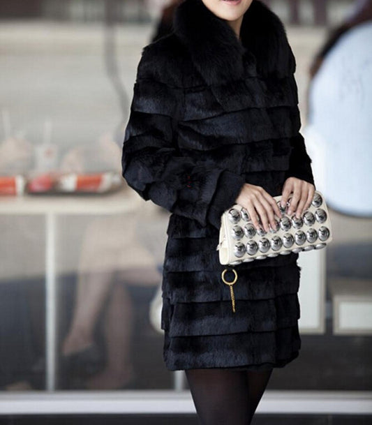 Mid-Length Imitation Mink Fur All-Match Slim Coat