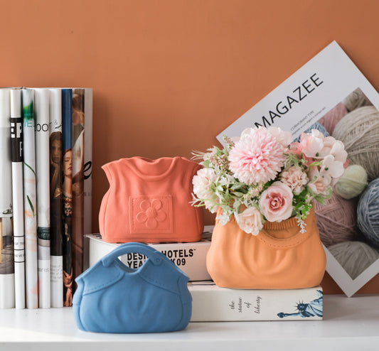 Dehua Frosted Wide Mouth Handbag Ceramic Vase Ornament Simple European Retro