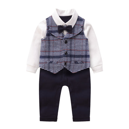 Baby vest striped gentleman romper