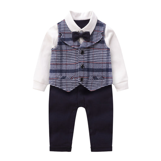 Baby vest striped gentleman romper