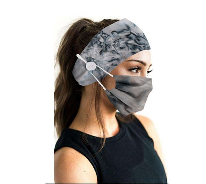 Button headband mask headscarf hair accessory 2-piece set