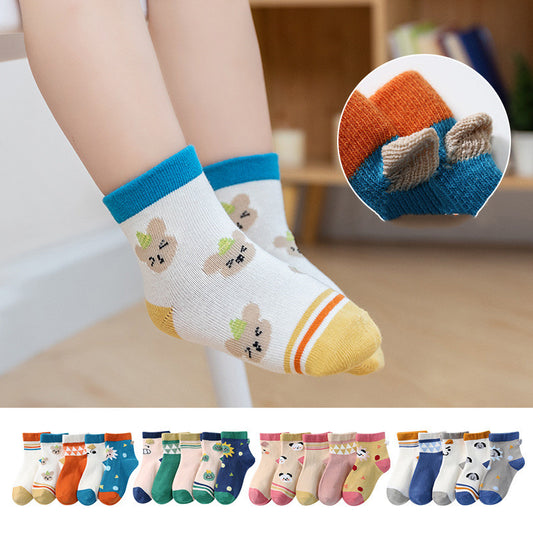 Autumn And Winter New Three-dimensional Boys And Girls Socks 5 Pairs