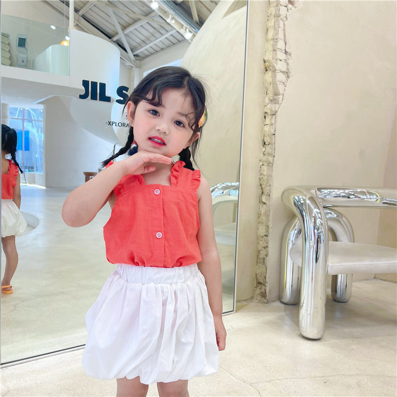 Two-piece Children's Clothing And Children's Halter Top With Wood Ears