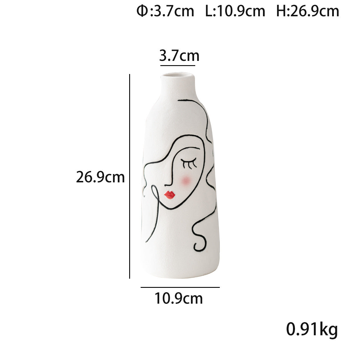 Hand-painted Face Plain Burning Ceramic Vase Soft Decoration