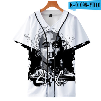 Tupac Shakur Peripheral 3D color printing thin baseball uniform