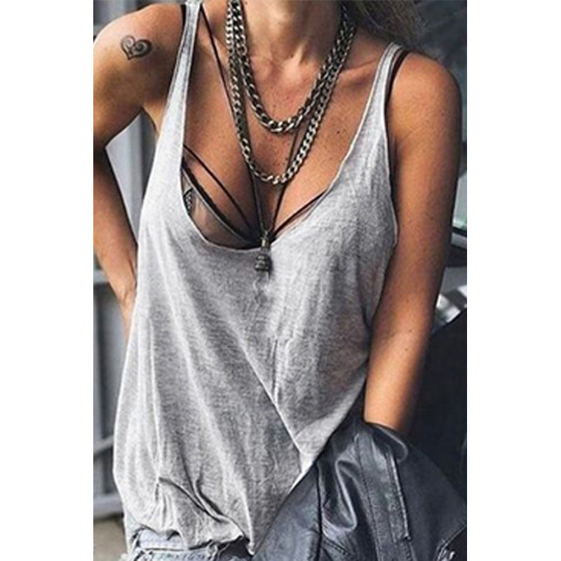 Solid Color Camisole Top T Shirt Plus Size