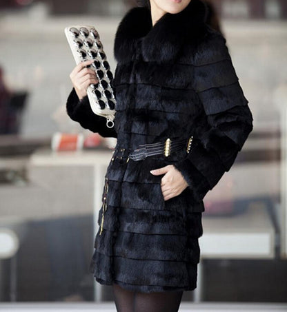 Mid-Length Imitation Mink Fur All-Match Slim Coat