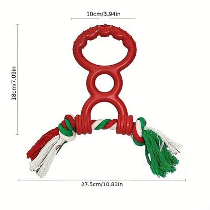 Rubber Two Loops Half Drawstring Dog Toy Rubber Pull Ring Grinding Teeth Bite Resistant Chew Interactive Knot Toy Throw Outdoor Training Pet Toy