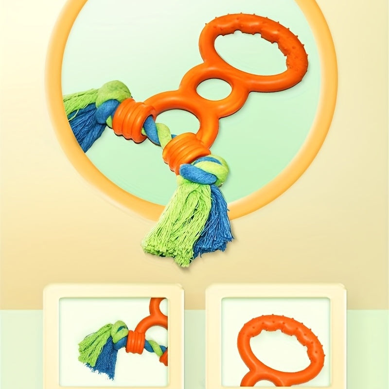 Rubber Two Loops Half Drawstring Dog Toy Rubber Pull Ring Grinding Teeth Bite Resistant Chew Interactive Knot Toy Throw Outdoor Training Pet Toy
