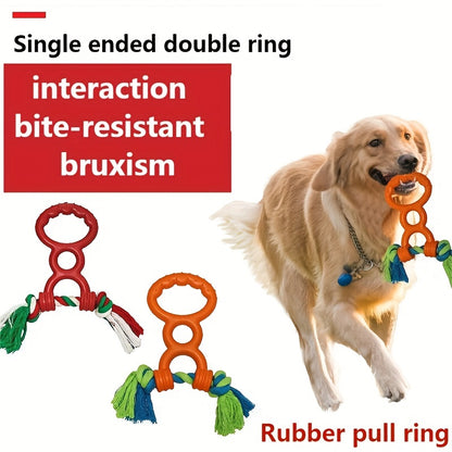 Rubber Two Loops Half Drawstring Dog Toy Rubber Pull Ring Grinding Teeth Bite Resistant Chew Interactive Knot Toy Throw Outdoor Training Pet Toy