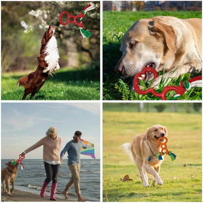 Rubber Two Loops Half Drawstring Dog Toy Rubber Pull Ring Grinding Teeth Bite Resistant Chew Interactive Knot Toy Throw Outdoor Training Pet Toy