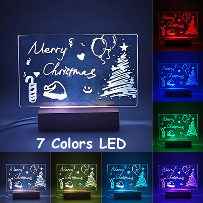 Creative Luminous DIY Memo Acrylic Message Board Gift Lamp Blank Acrylic Board Rectangle Wooden RGB Led Night Light