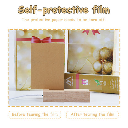 Creative Luminous DIY Memo Acrylic Message Board Gift Lamp Blank Acrylic Board Rectangle Wooden RGB Led Night Light