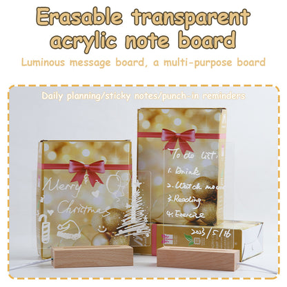 Creative Luminous DIY Memo Acrylic Message Board Gift Lamp Blank Acrylic Board Rectangle Wooden RGB Led Night Light