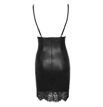 Leather dress with dew back and lace