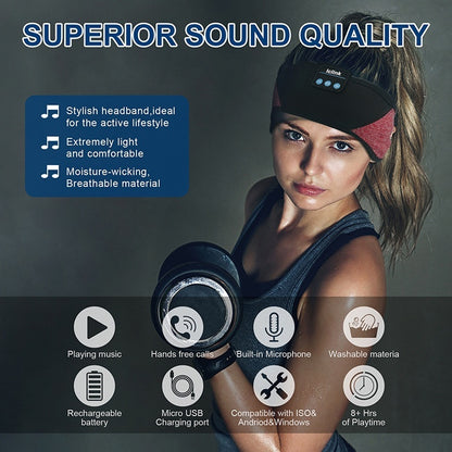Wireless Bluetooth Sports Headband Running Fitness Music Bandeau Headscarf Removable Cleaning Nap Eye Mask