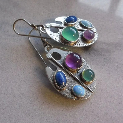 Bohemian New Personalized Multicolor Gemstone Earrings Alloy Earring