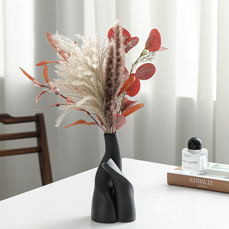 Nordic Creative Ceramic Double Vase Living Room Decoration Dried Flower
