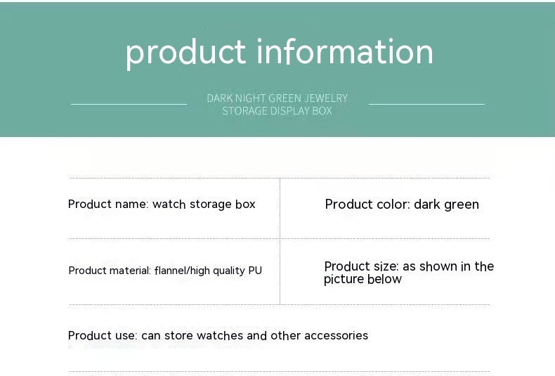 Dark Green Watch Storage Box Watch Display Packaging