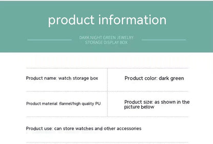 Dark Green Watch Storage Box Watch Display Packaging