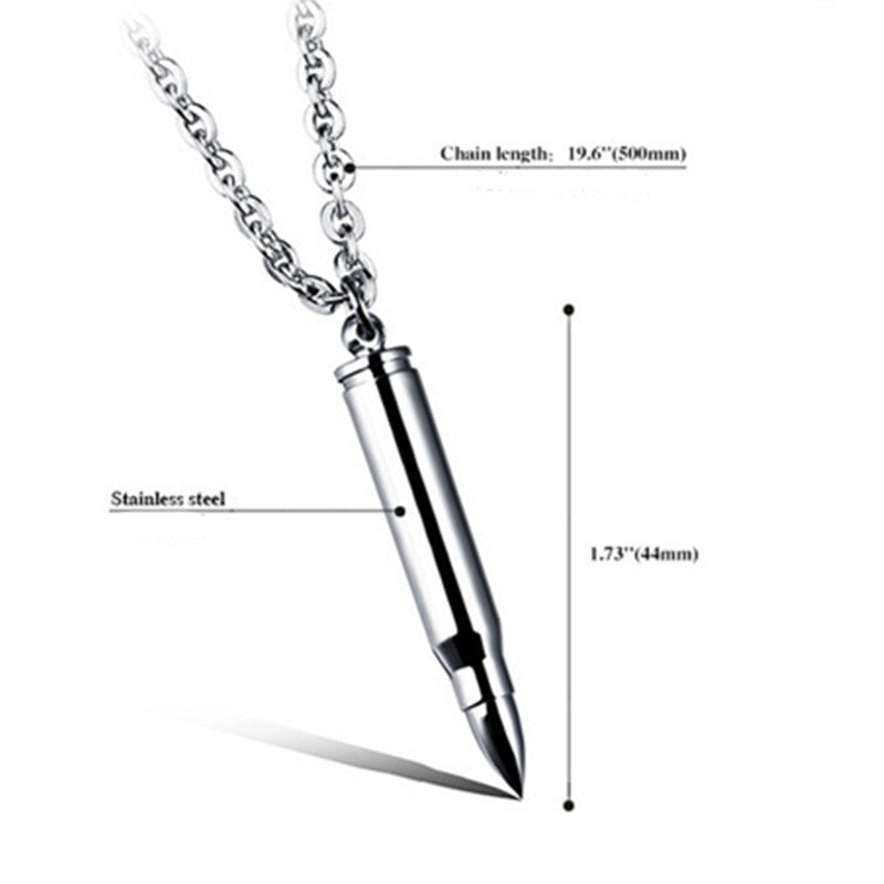 Personalized Hip Hop Bullet Stainless Steel Pendant Necklace