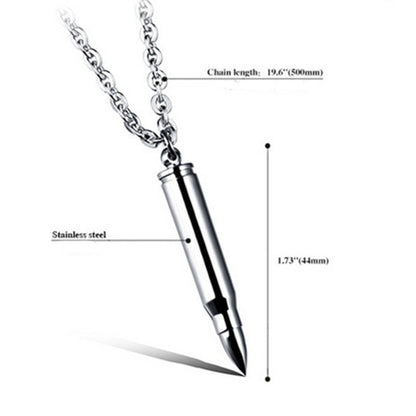 Personalized Hip Hop Bullet Stainless Steel Pendant Necklace